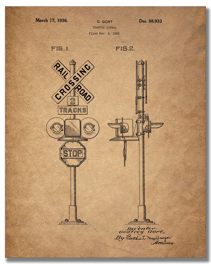 BigWig Prints - Railroad Train Patent Prints, Vintage Train Wall Art, Locomotive Railway Decor Pictures, Classic Railroad Wall Decorations, Blueprint Posters - Set Of 6 (8x10) Unframed - Image 2